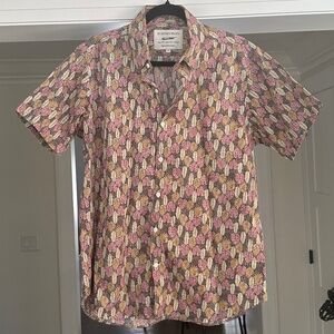 MEN'S -18 WAITS Short Sleeve 100% Premium Cotton Dylan Shirt in Palm Fern - Sz L